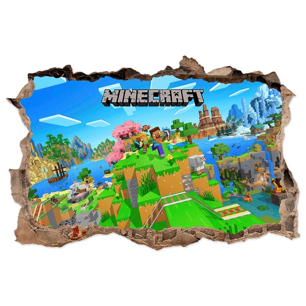 Wall Stickers: Minecraft Wall Hole World and Characters