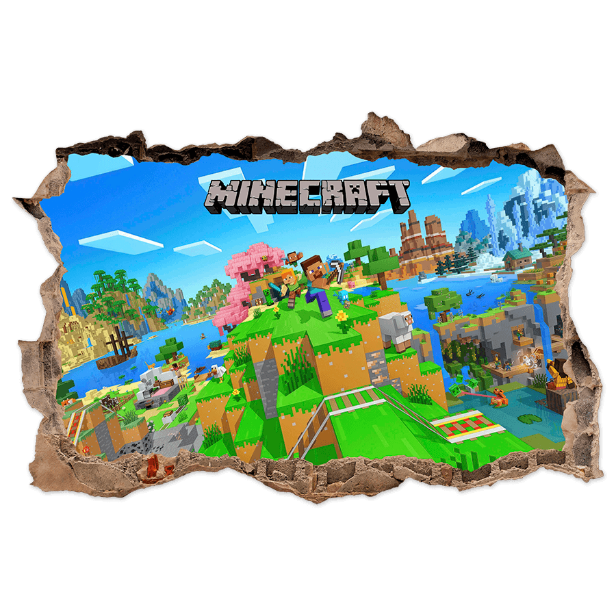 Wall Stickers: Minecraft Wall Hole World and Characters