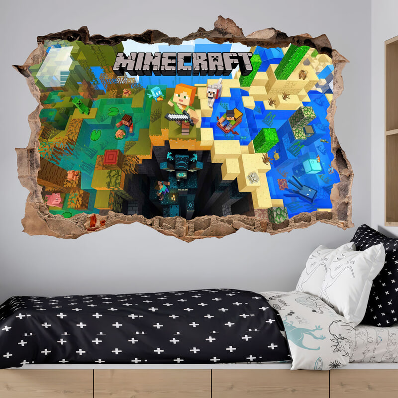 Wall Stickers: Minecraft Wall Hole Biomes and Adventurers