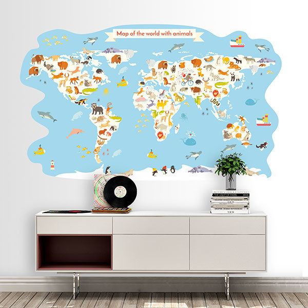 Stickers for Kids: World map with animals