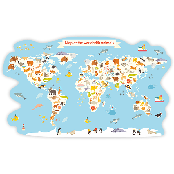 Stickers for Kids: World map with animals