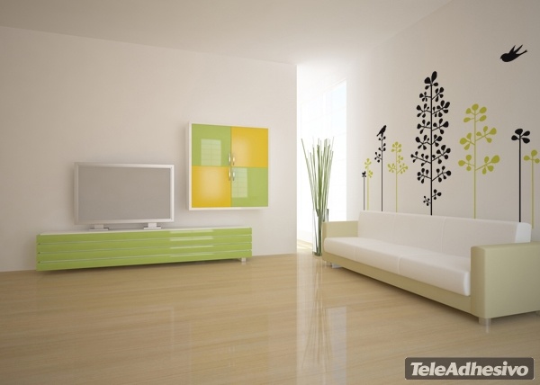 Wall Stickers: Floral shrubs and birds