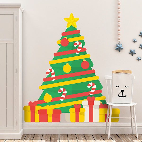 Wall Stickers: Christmas tree with gifts