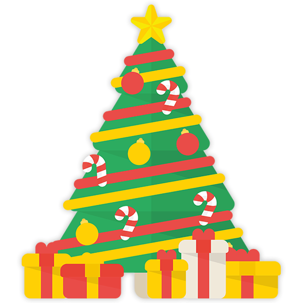 Wall Stickers: Christmas tree with gifts