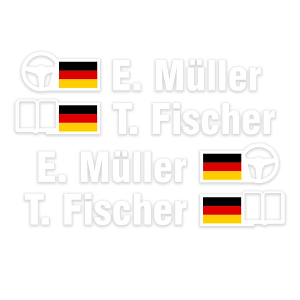 Car & Motorbike Stickers: Name and German rally flag