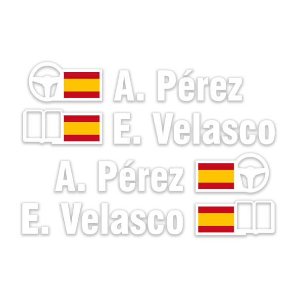 Car & Motorbike Stickers: Name and Spanish rally flag