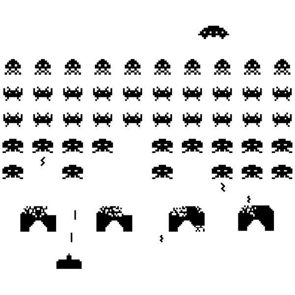 Space Invaders 3D Smashed Wall Sticker Decal Art Mural Classic Retro Game J587 