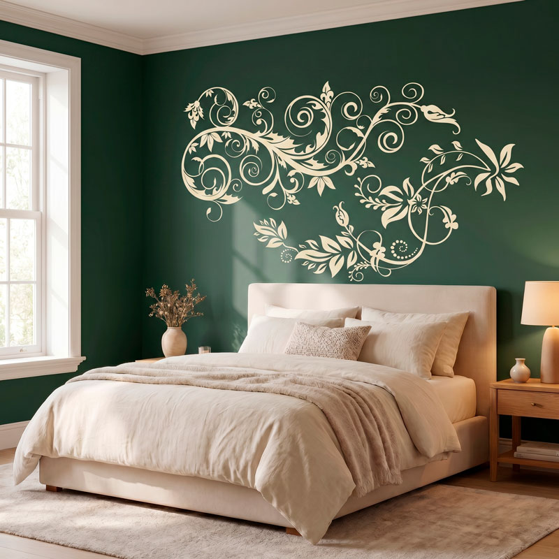 Wall Stickers: Ornamental Vine Headboard Decal