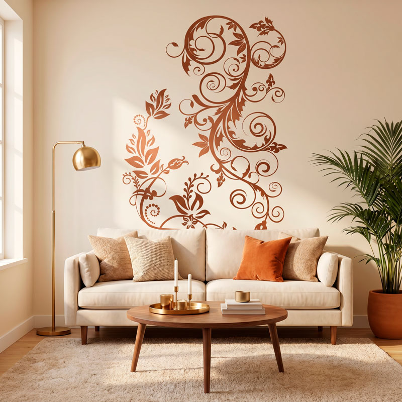 Ornamental Vine Headboard Decal 3/6