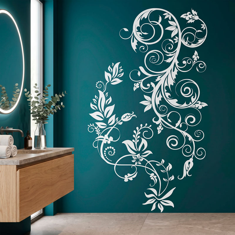 Ornamental Vine Headboard Decal 5/6