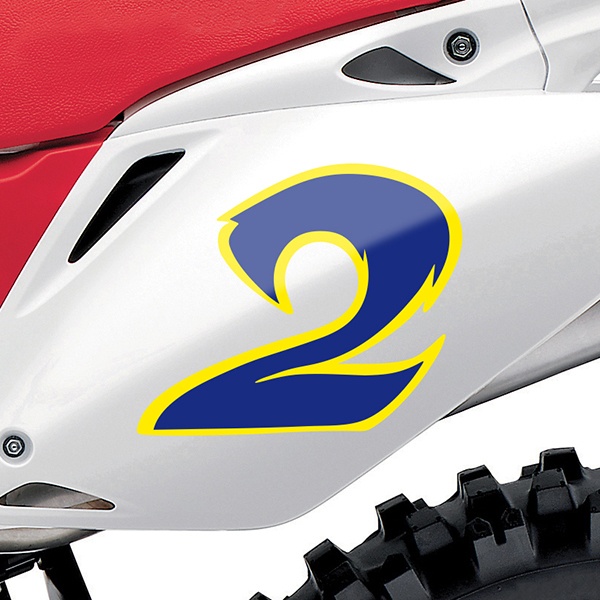 Car & Motorbike Stickers: Number 2 dark blue and yellow