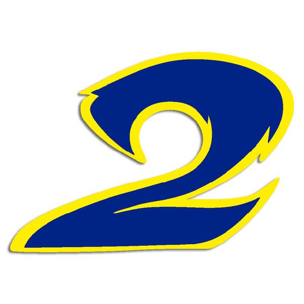 Car & Motorbike Stickers: Number 2 dark blue and yellow