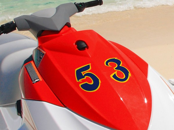 Car & Motorbike Stickers: Number 4 dark blue and yellow