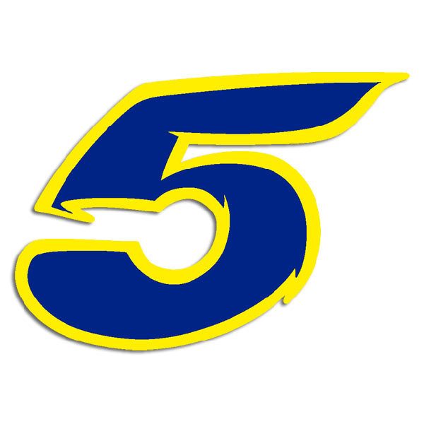 Sticker number 5 dark blue and yellow