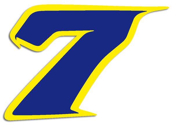Car & Motorbike Stickers: Number 7 dark blue and yellow