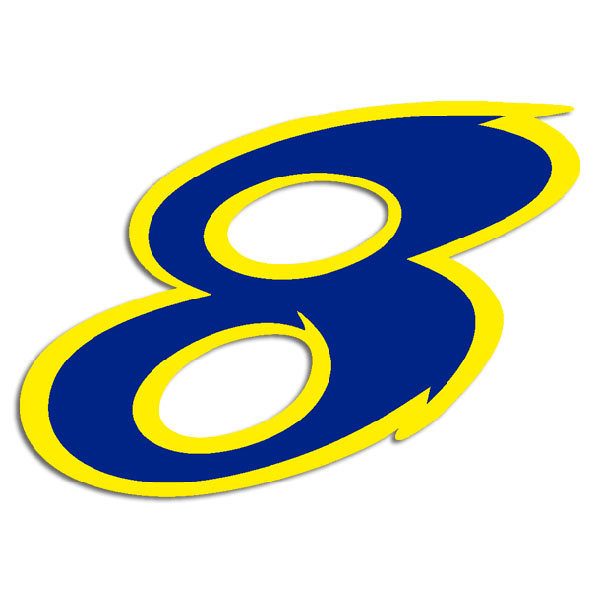 Sticker Number 8 Dark Blue And Yellow