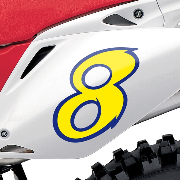 Car & Motorbike Stickers: Number 8 yellow and dark blue 1