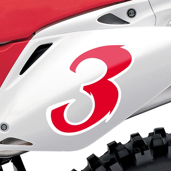 Car & Motorbike Stickers: Number 3 red and white