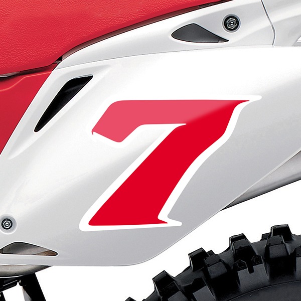 Car & Motorbike Stickers: Number 7 red and white