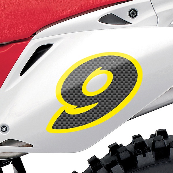 Car & Motorbike Stickers: Number 9 carbon fiber