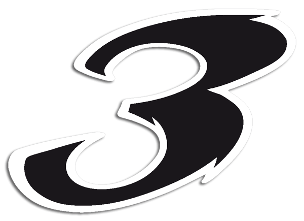 Sticker Number 3 Black And White