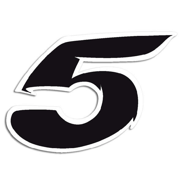 Sticker Number 5 Black And White