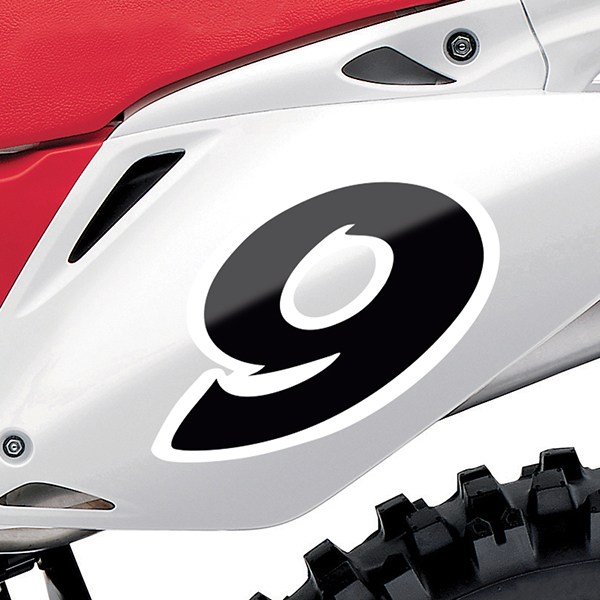 Car & Motorbike Stickers: Number 9 black and white 1