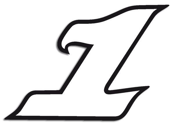 sticker with number 1 white and black