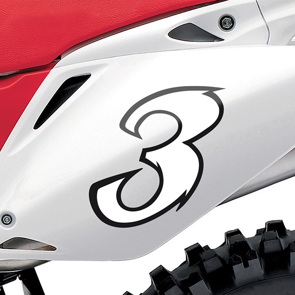 Car & Motorbike Stickers: Number 3 in black and white