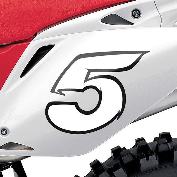 Car & Motorbike Stickers: Number 5 white and black