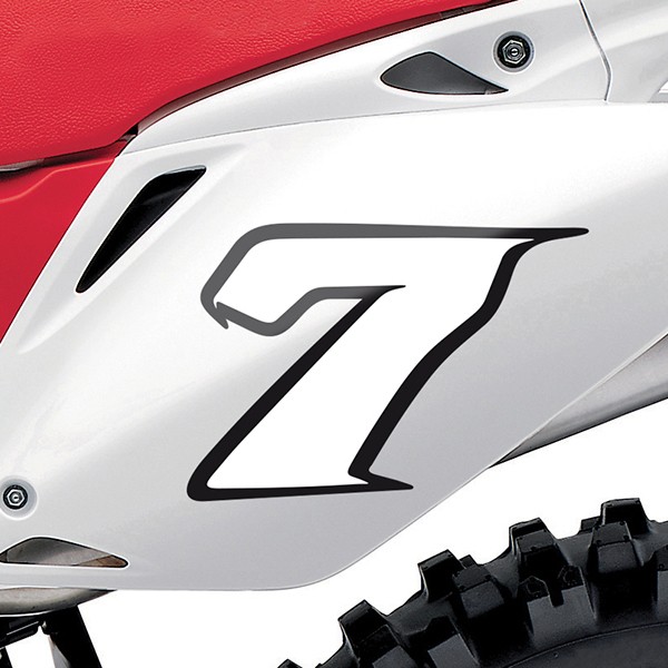 Car & Motorbike Stickers: Number 7 white and black