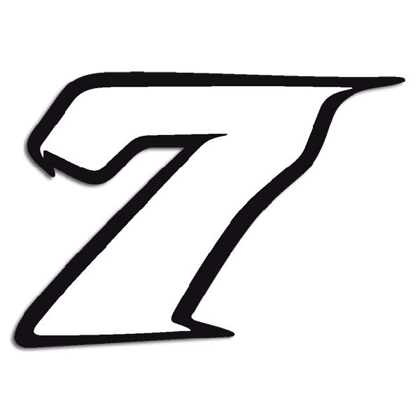 Car & Motorbike Stickers: Number 7 white and black