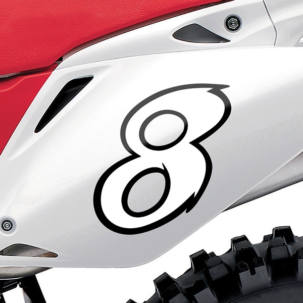 Car & Motorbike Stickers: Number 8 white and black