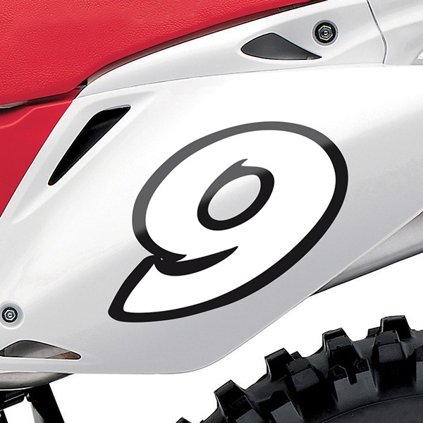 Car & Motorbike Stickers: Number 9 white and black