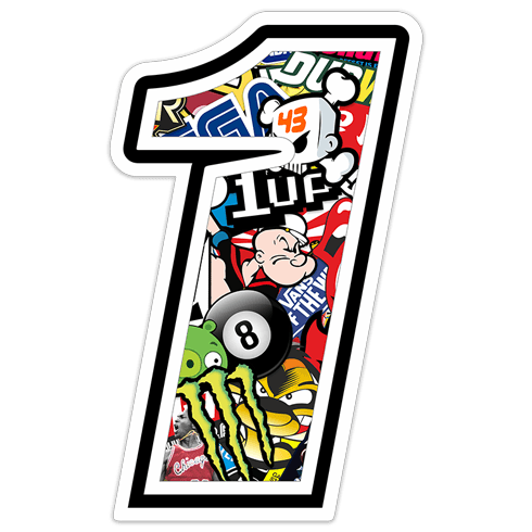 Car & Motorbike Stickers: Number 1 Stickerbomb 0