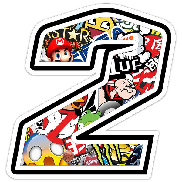 Car & Motorbike Stickers: Number 2 Stickerbomb