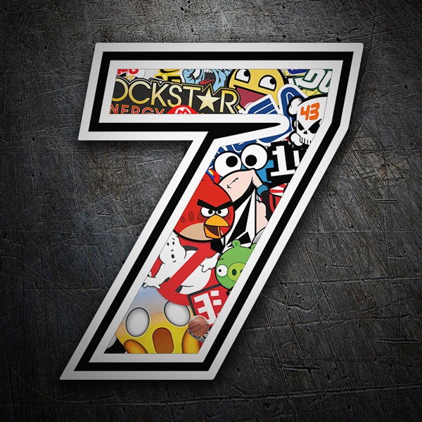Car & Motorbike Stickers: Number 7 Stickerbomb