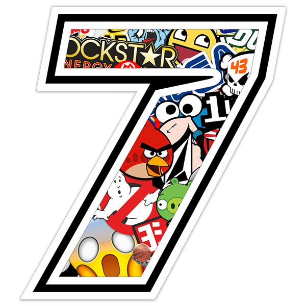 Car & Motorbike Stickers: Number 7 Stickerbomb
