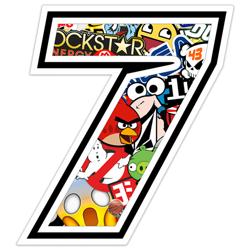 Car & Motorbike Stickers: Number 7 Stickerbomb
