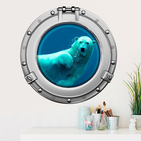 Wall Stickers: Polar bear swimming porthole