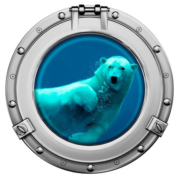 Wall Stickers: Polar bear swimming porthole