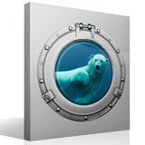 Wall Stickers: Polar bear swimming porthole 4