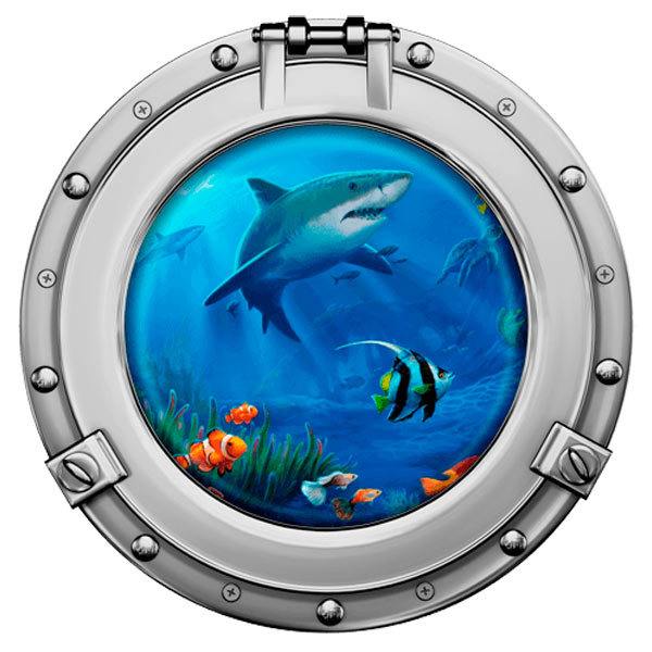 Wall Stickers: Sharks and fishes porthole