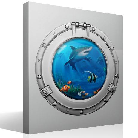 Wall Stickers: Sharks and fishes porthole