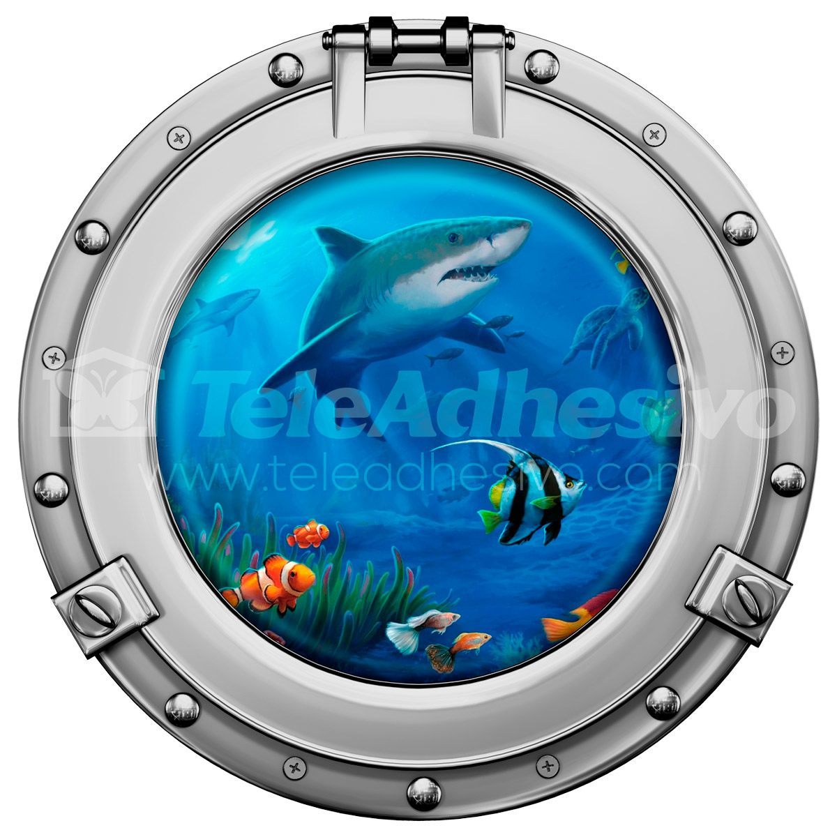 Wall Stickers: Sharks and fishes porthole