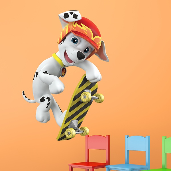 Stickers for Kids: Paw Patrol - Marshall skateboarding