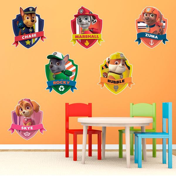 Stickers for Kids: Set 6X Paw Patrol Canine all to one