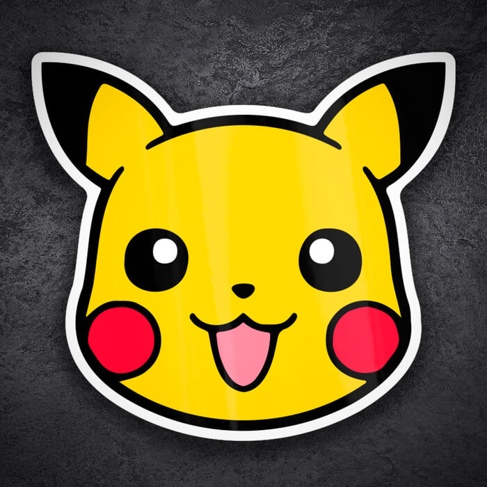 Car & Motorbike Stickers: Pikachu happy face Pokémon