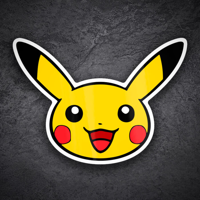 Car & Motorbike Stickers: Pikachu smiling face Pokémon
