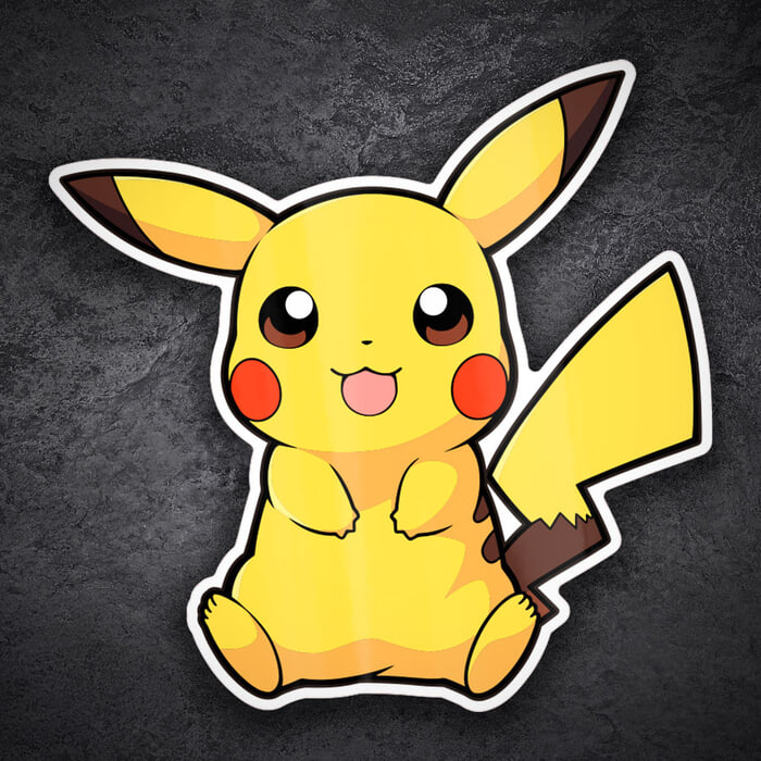 Car & Motorbike Stickers: Pikachu sitting kawaii Pokémon